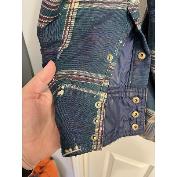 Vtg Trucker Jacket Painted Mesa Western Snap Shirt Plaid Distressed Destroy 2XLT - Picture 6 of 14